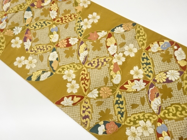 JAPANESE FUKURO OBI / WOVEN FLORAL PLANTS